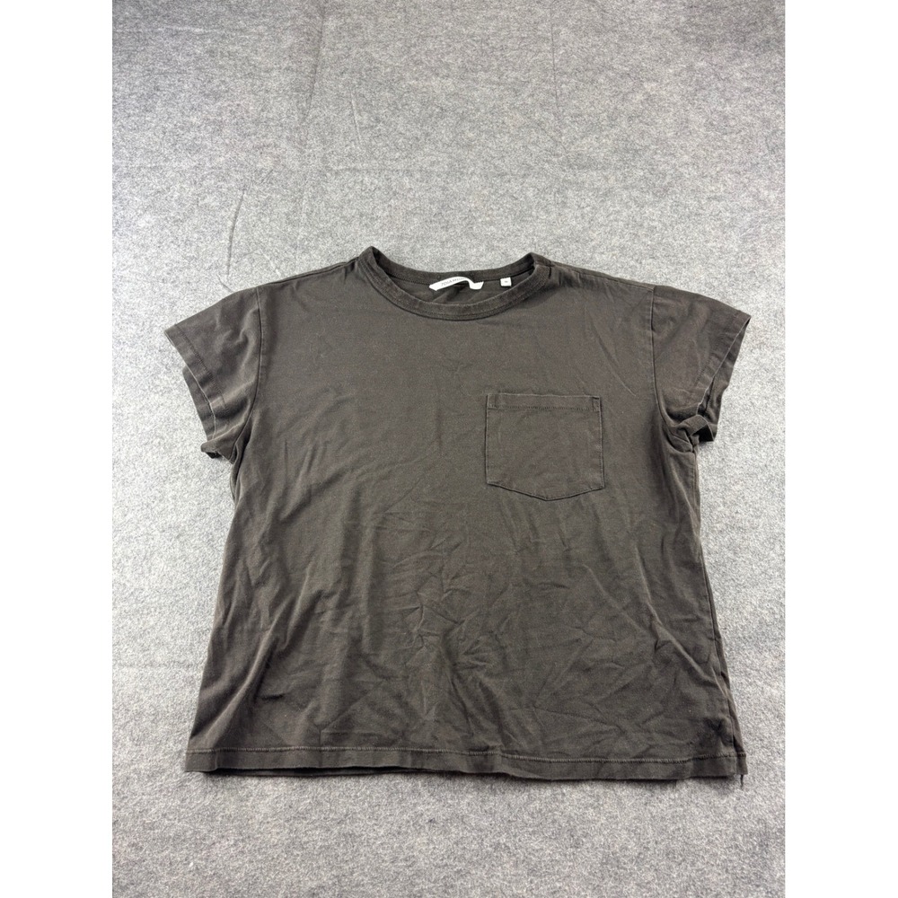 7Diamonds Womens M Dark Brown Short Sleeve Pocket Tee Shirt Granola Outdoorsy